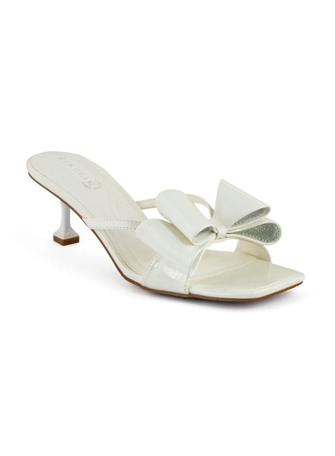 Vi20404481 Elegant White Mid-Heel Block Sandals - Image 1