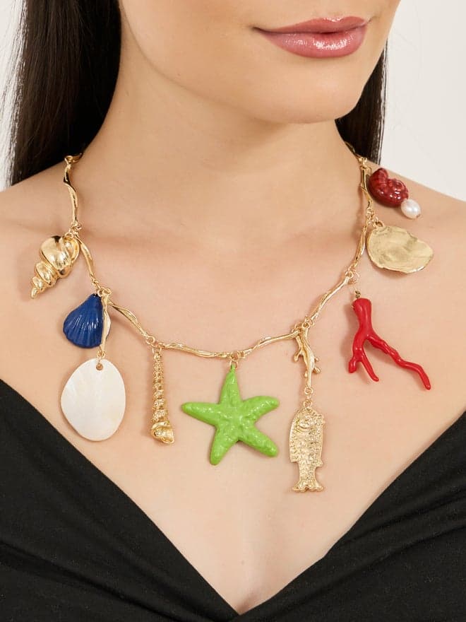 Styli Sea Shell Charm Drop Necklace – Elegance for Every Occasion - Image 1