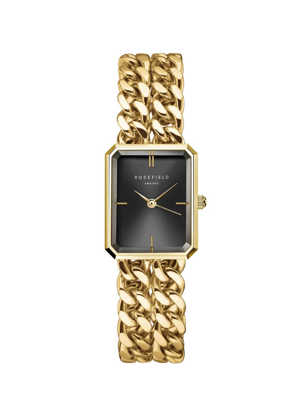 RoseField Octagon XS Black Gold Double Chain Watch - SBGSG-O77 - Image 1