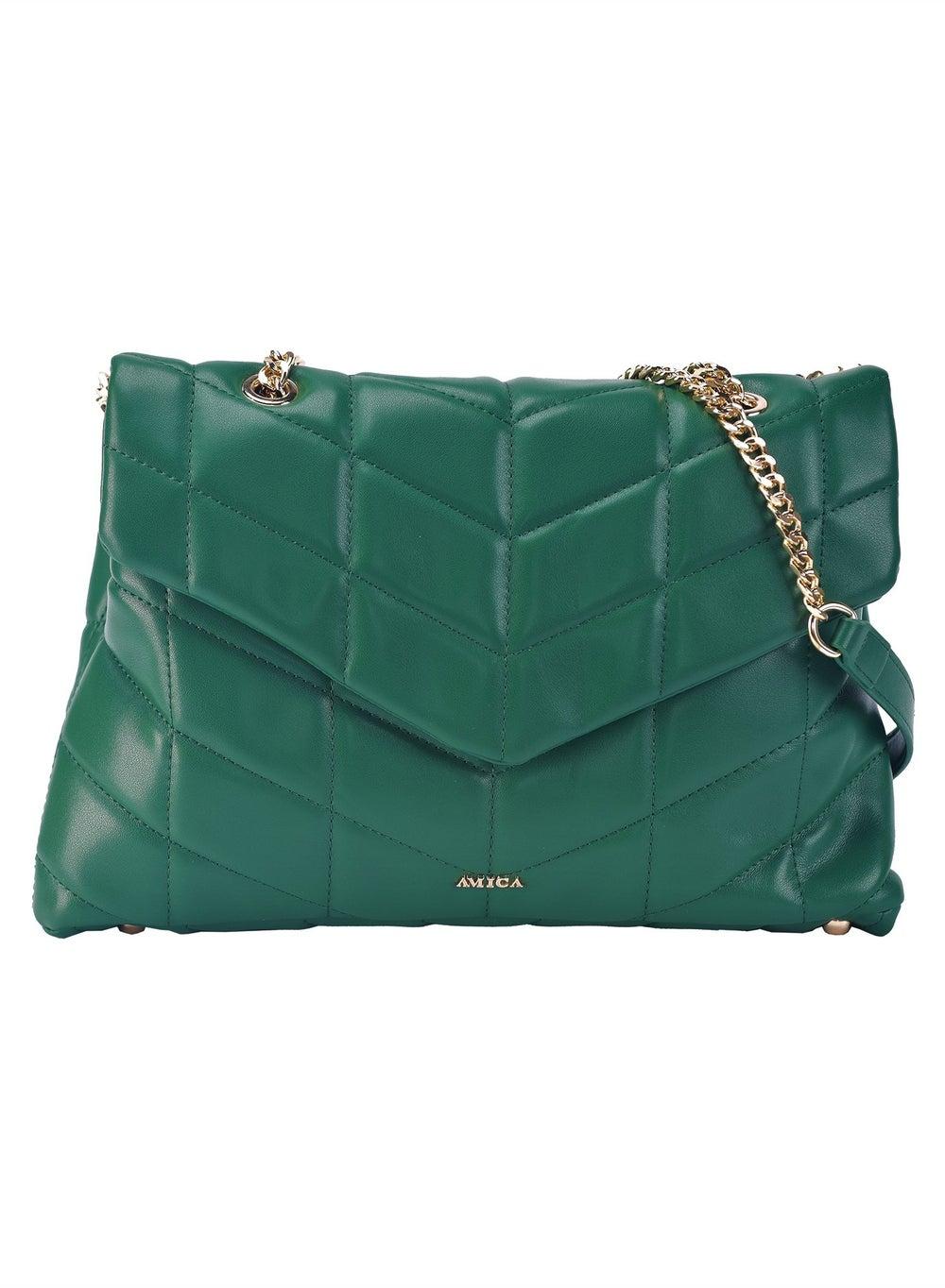 AMICA Natalia Quilted Leather Crossbody - Luxurious Green - Image 1