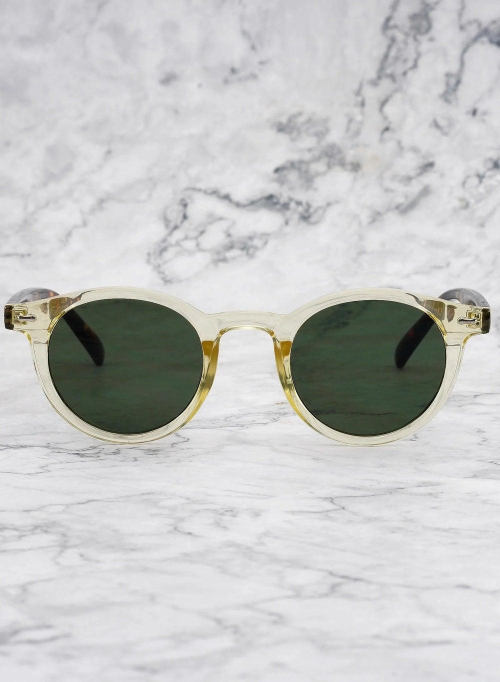 4EP4 Explicit Poets JAMES Chic Round Sunglasses in Yellow & Tortoise - Image 1