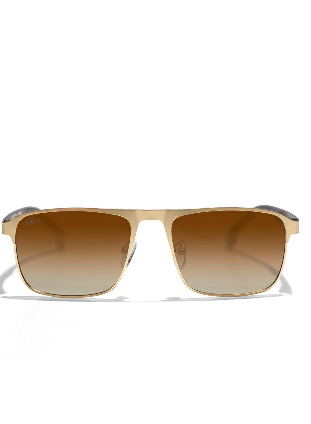 Selfie SE8211-C3 Gold Frame Navigator Sunglasses with Polarized Brown Lenses - Image 1