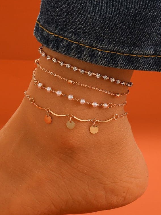Styli Chic Collection: 4-Piece Women's Casual Anklet Set - Image 1