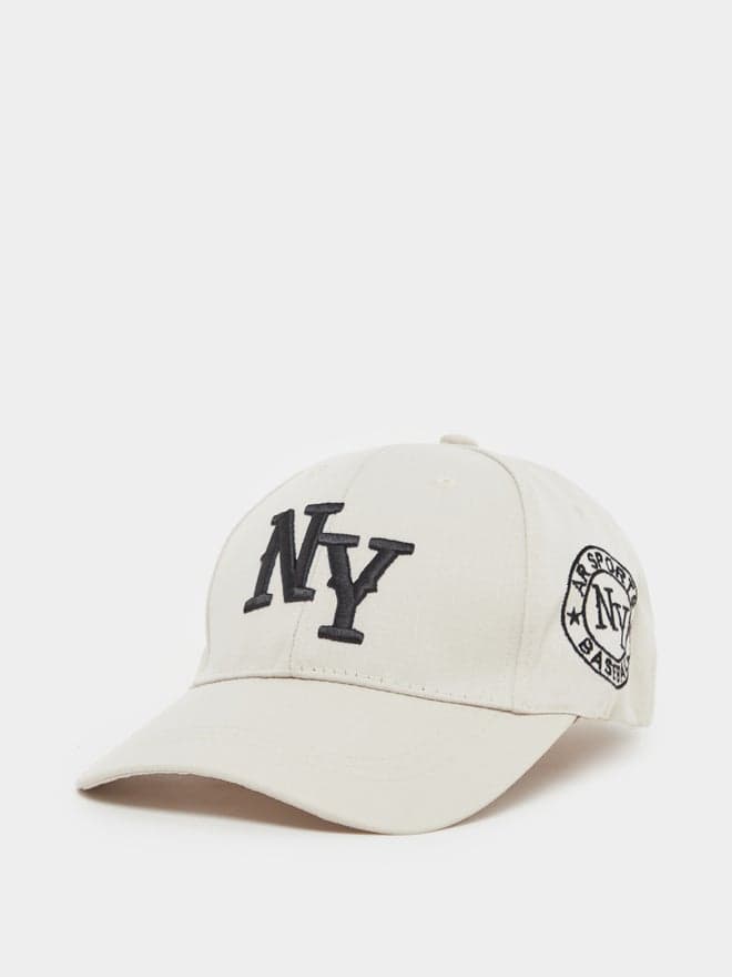 Styli Beige Embroidered Men's Baseball Cap - Image 1