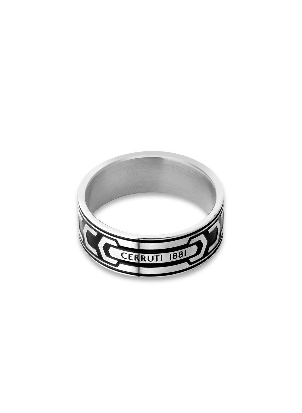 CERRUTI 1881 Bold Black Enamel Signature Ring Size 60 - Image 1