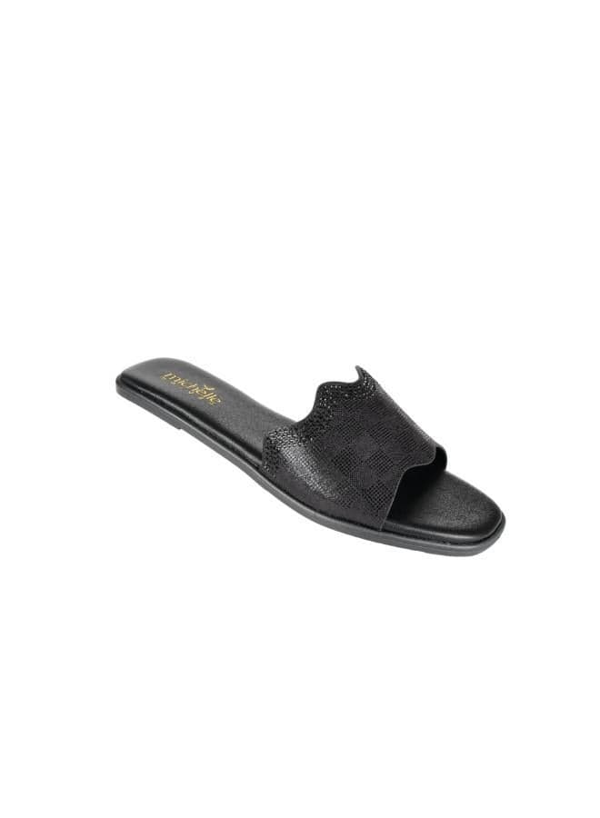 Michelle Morgan 092-2777 Elegant Black Flat Sandals - Image 1