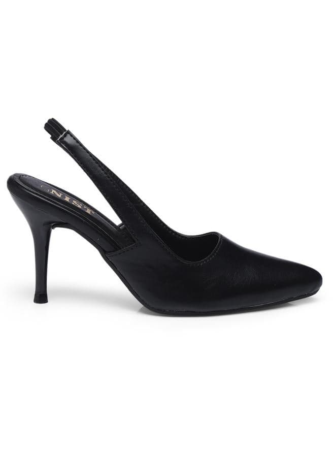 GNIST Black Stiletto Slingback Pumps for Elegant Evenings - Image 1