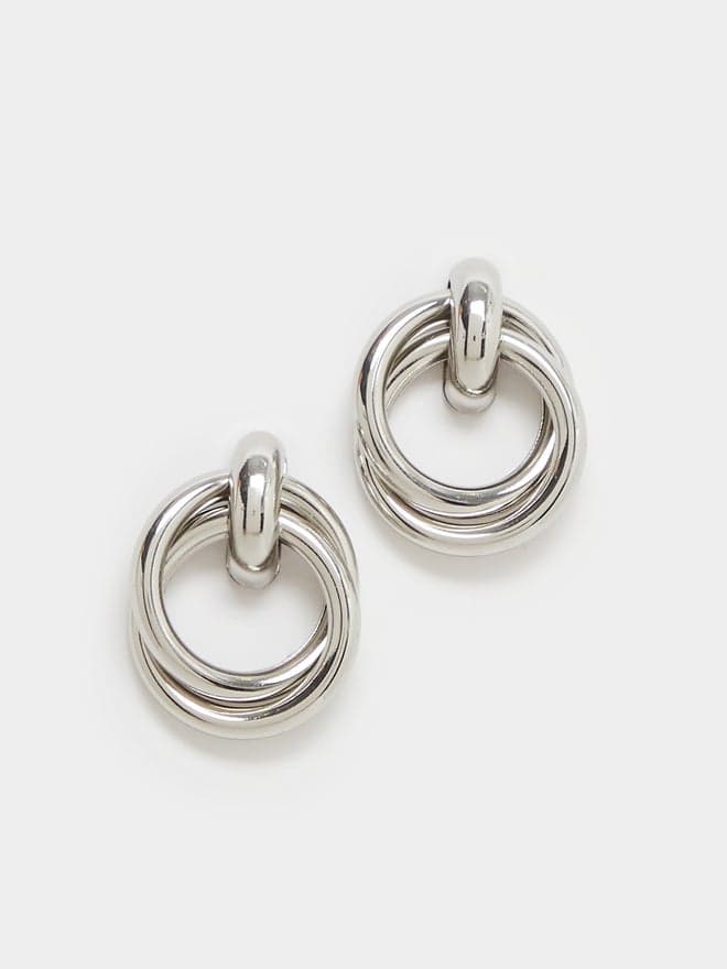 Styli Dual Circle Elegance Earrings for Women - Image 1