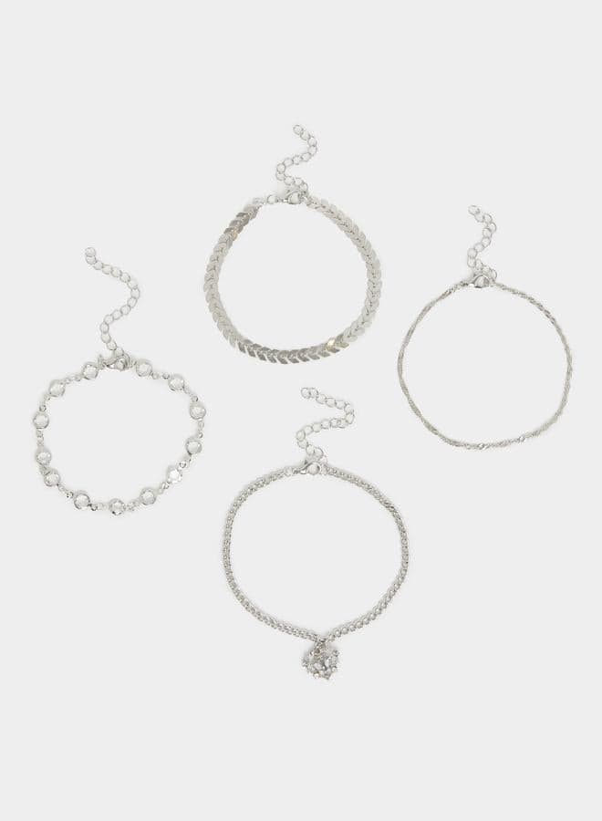 Styli Set of 4 Embellished Drop Anklets for Women - Image 1