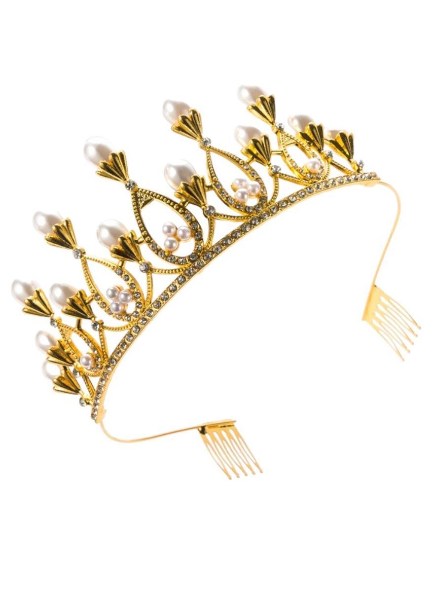 Golden Princess Faux Pearl Tiara - Radiant Elegance - Image 1