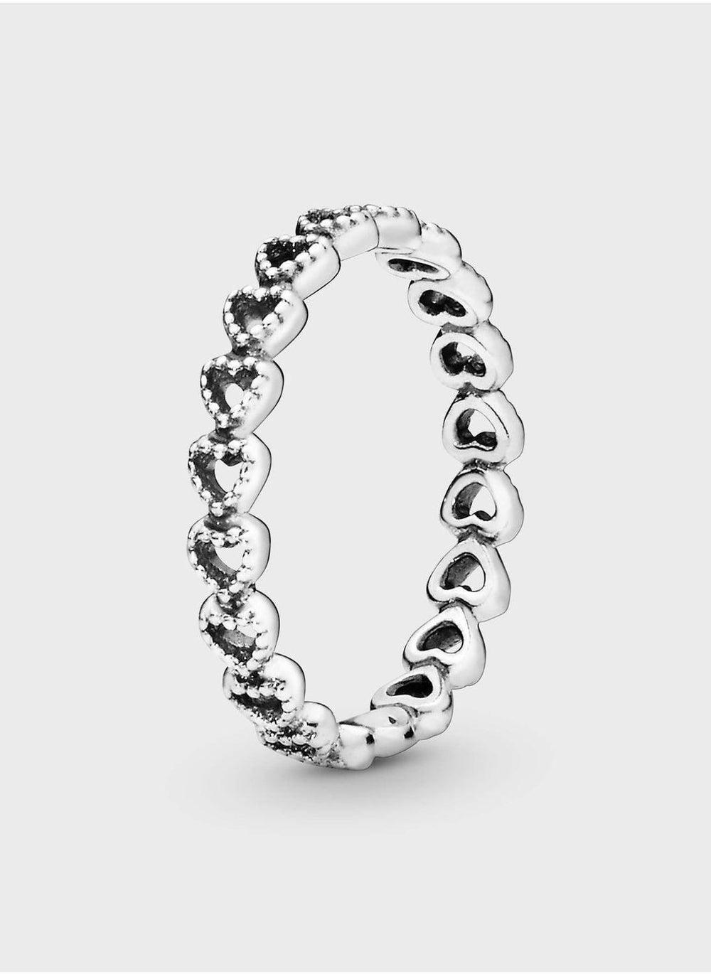 PANDORA Sterling Silver Hearts Ring for Elegant Women - Image 1