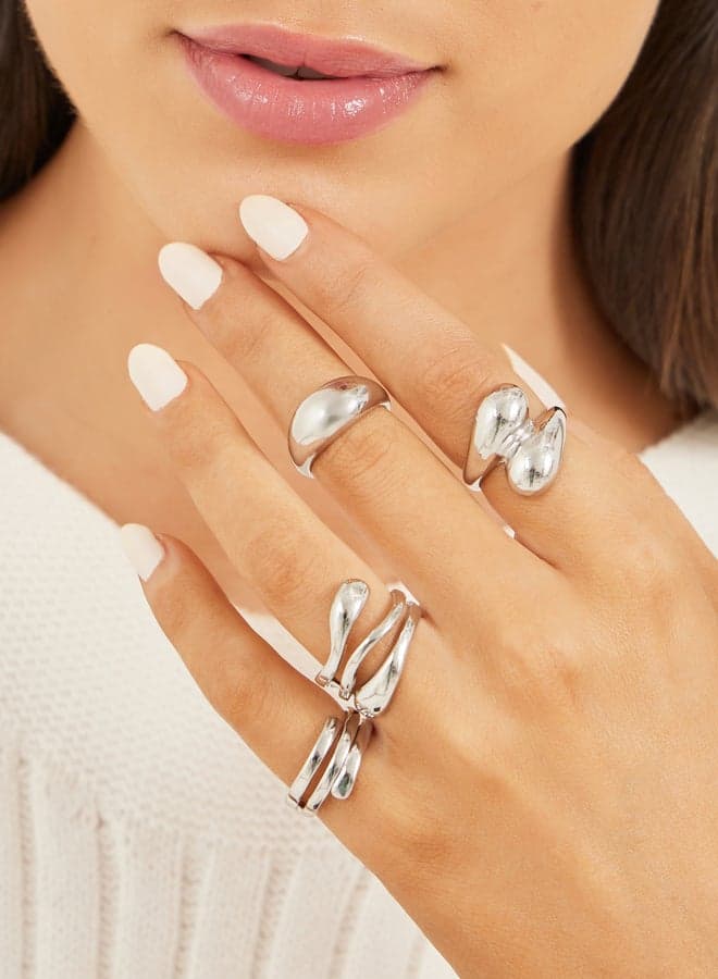 Styli Silver Elegance - Set of 4 Plated Rings for Women - Image 1