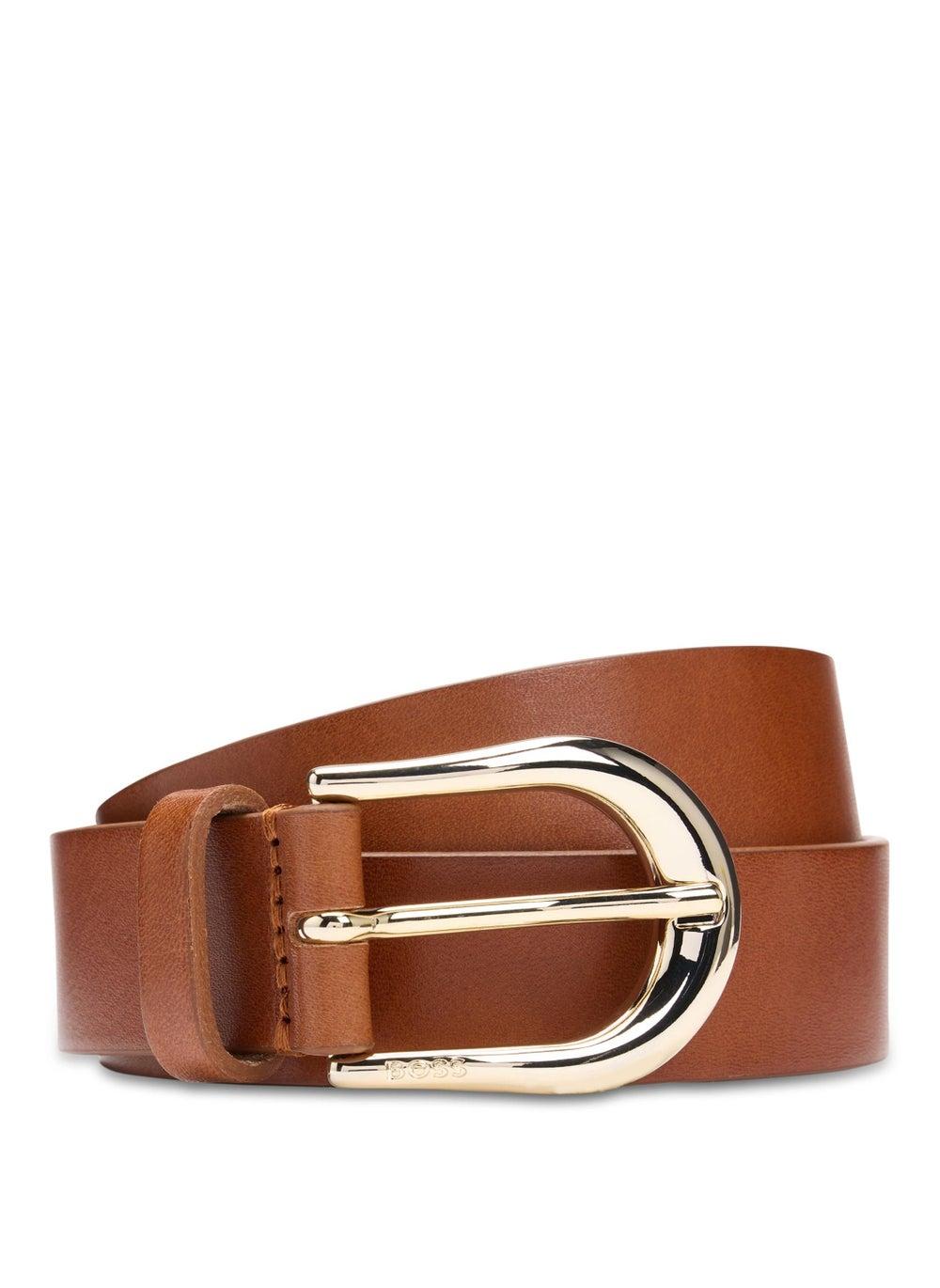BOSS Elegance: Women's Italian-Leather Belt with Polished Buckle - Image 1