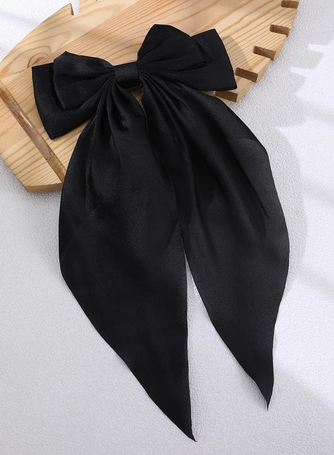 Elegant Black Take Two Solid Ribbon Hair Clip - Image 1