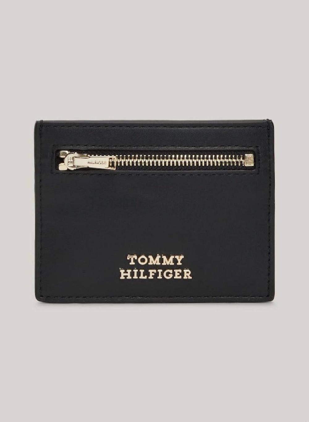 TOMMY HILFIGER Elegant Metallic Logo Leather Card Holder - Image 1