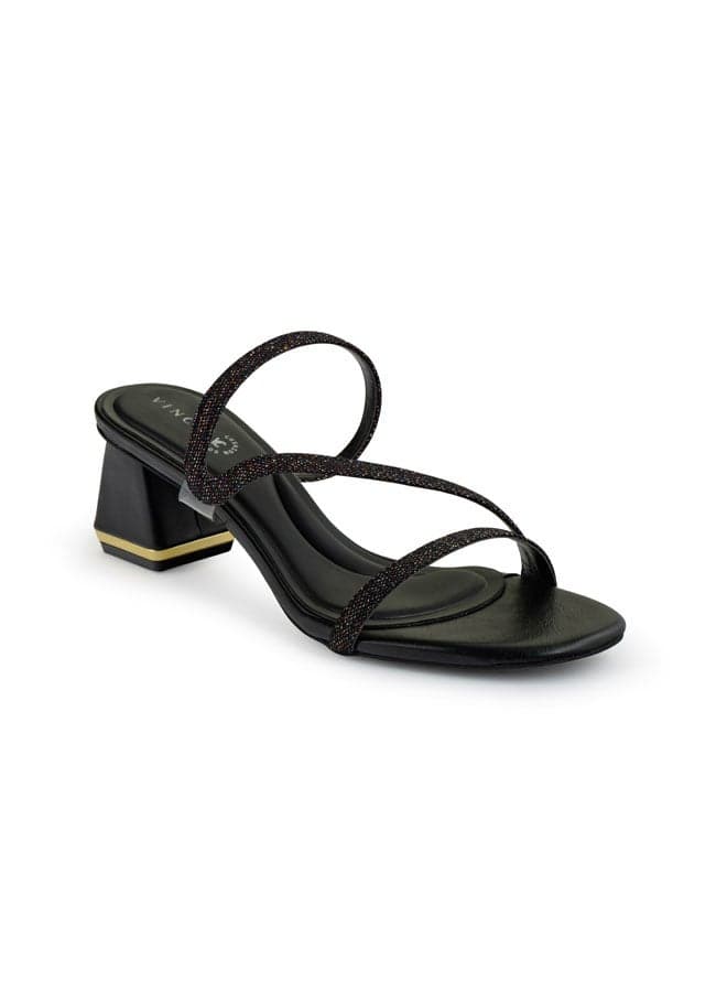 Vi20404461 Elegant Black Mid Heel Sandals with Multi Straps - Image 1