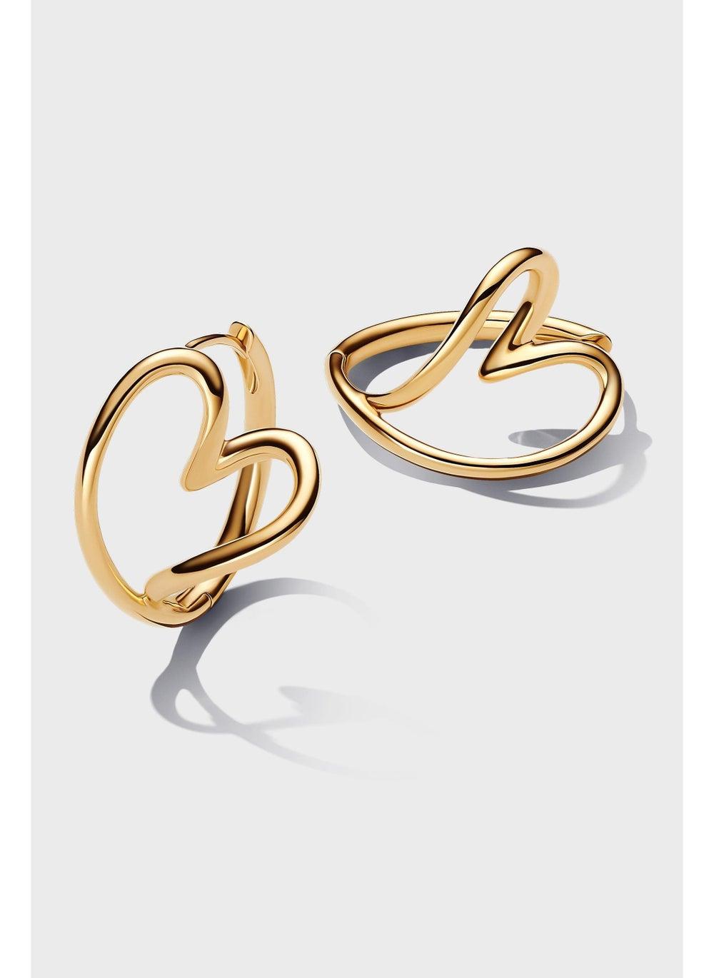 PANDORA Gold-Plated Heart Hoop Earrings - Artful Elegance - Image 1