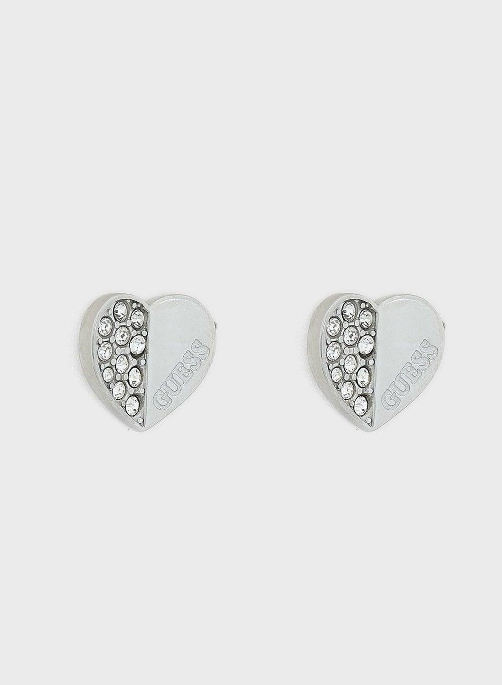 GUESS Silver-Tone Heart Stud Earrings for Women - Image 1