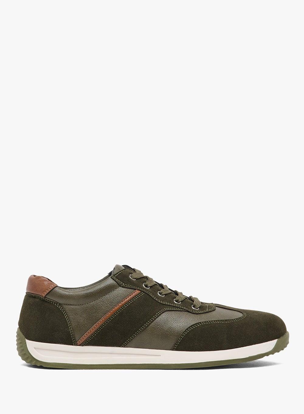 A10623 2 Olive Retro Elegance Low-Top Sneakers - Image 1