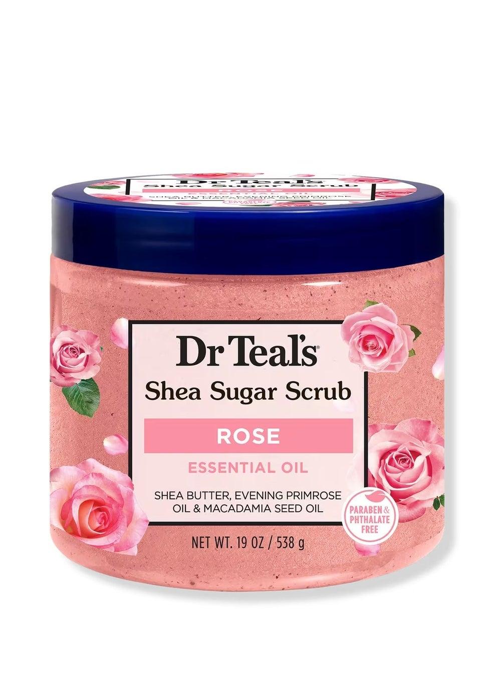 Dr Teal's Shea Sugar Rose Body Scrub - Luxurious 538g Exfoliator - Image 1