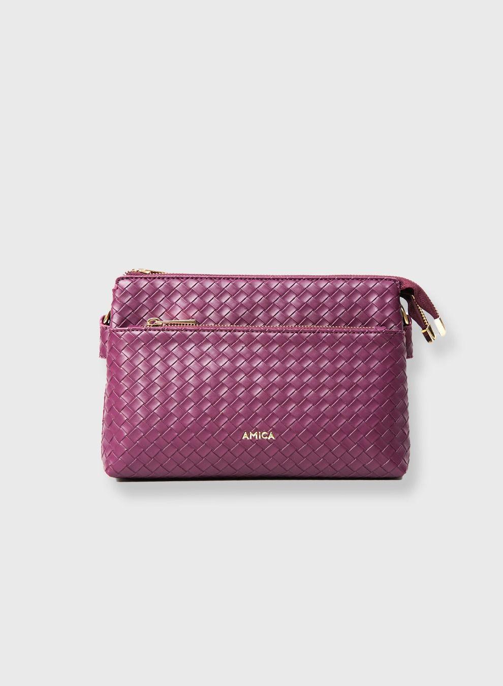 AMICA Lucia Plum Red Weaved Crossbody Elegance - Image 1