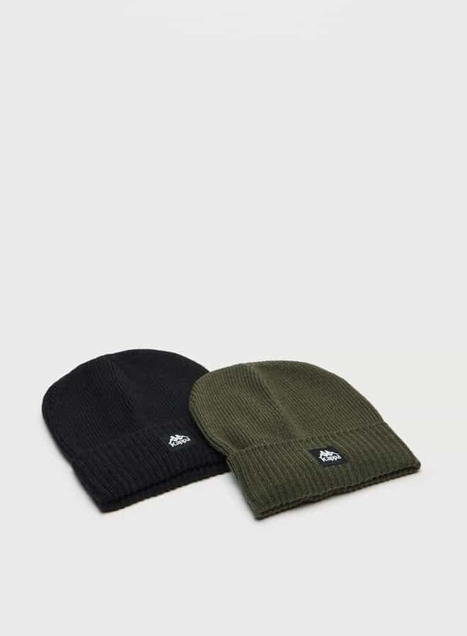 Kappa Logo Applique Men’s Beanie Cap - Twin Pack - Image 1
