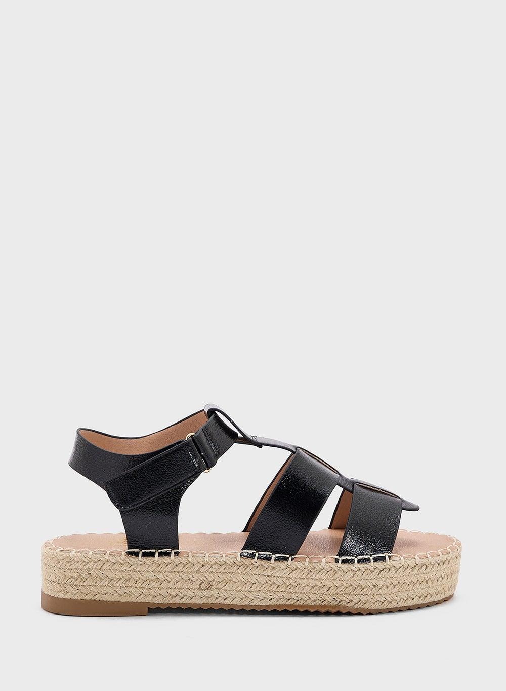 Elegant F12084Am1 Black Low Wedge Summer Sandals - Image 1