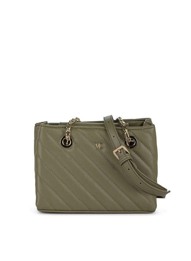 Vincci Green Elegance Quilted Chain Shoulder Bag for Women - Image 1