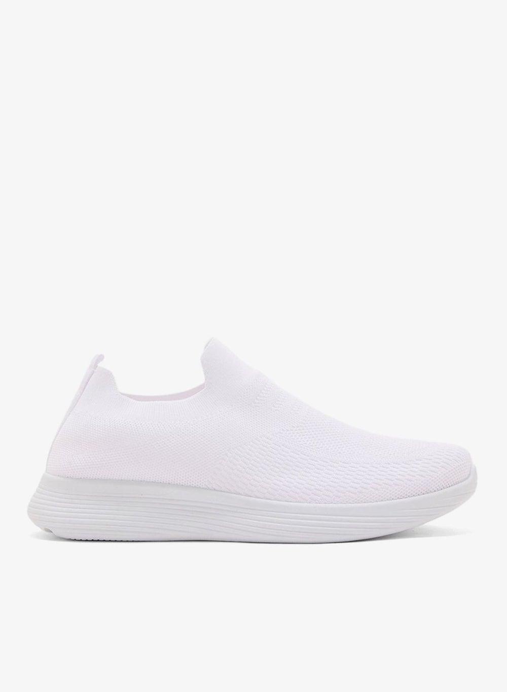 M2012 White Knitted Casual Slip-Ons - Elegance Meets Comfort - Image 1