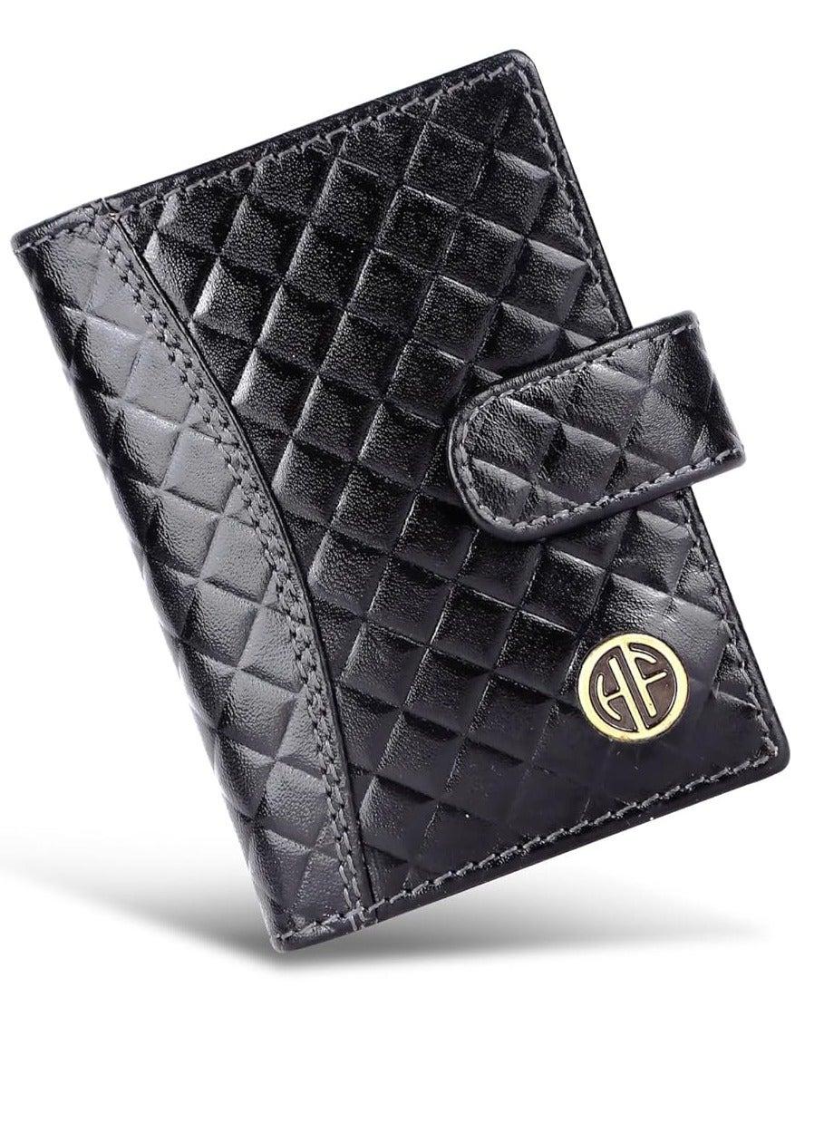 HAMMONDS FLYCATCHER Rhombus Black Leather Card Holder | CC602_RHM_BLK - Image 1
