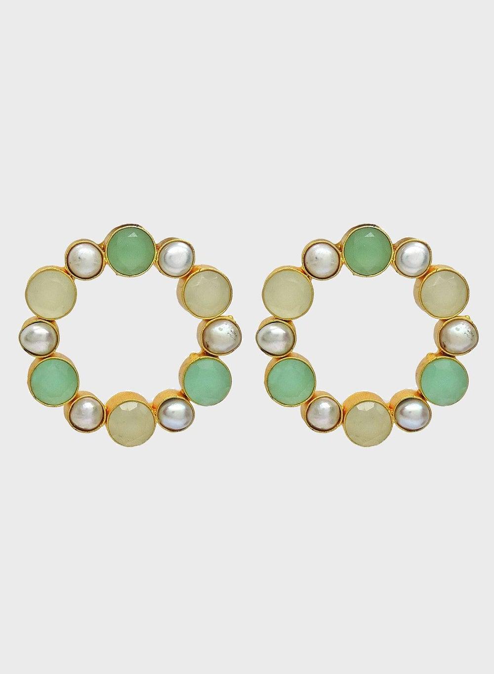 DORI Verde Gold-Toned Pearl Drop Earrings for Women - Image 1