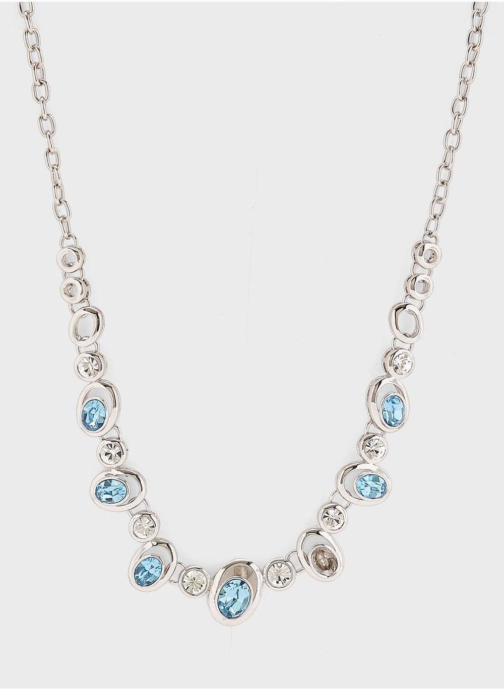 Anita's Elegant Blue Rhinestone Short Necklace - Image 1