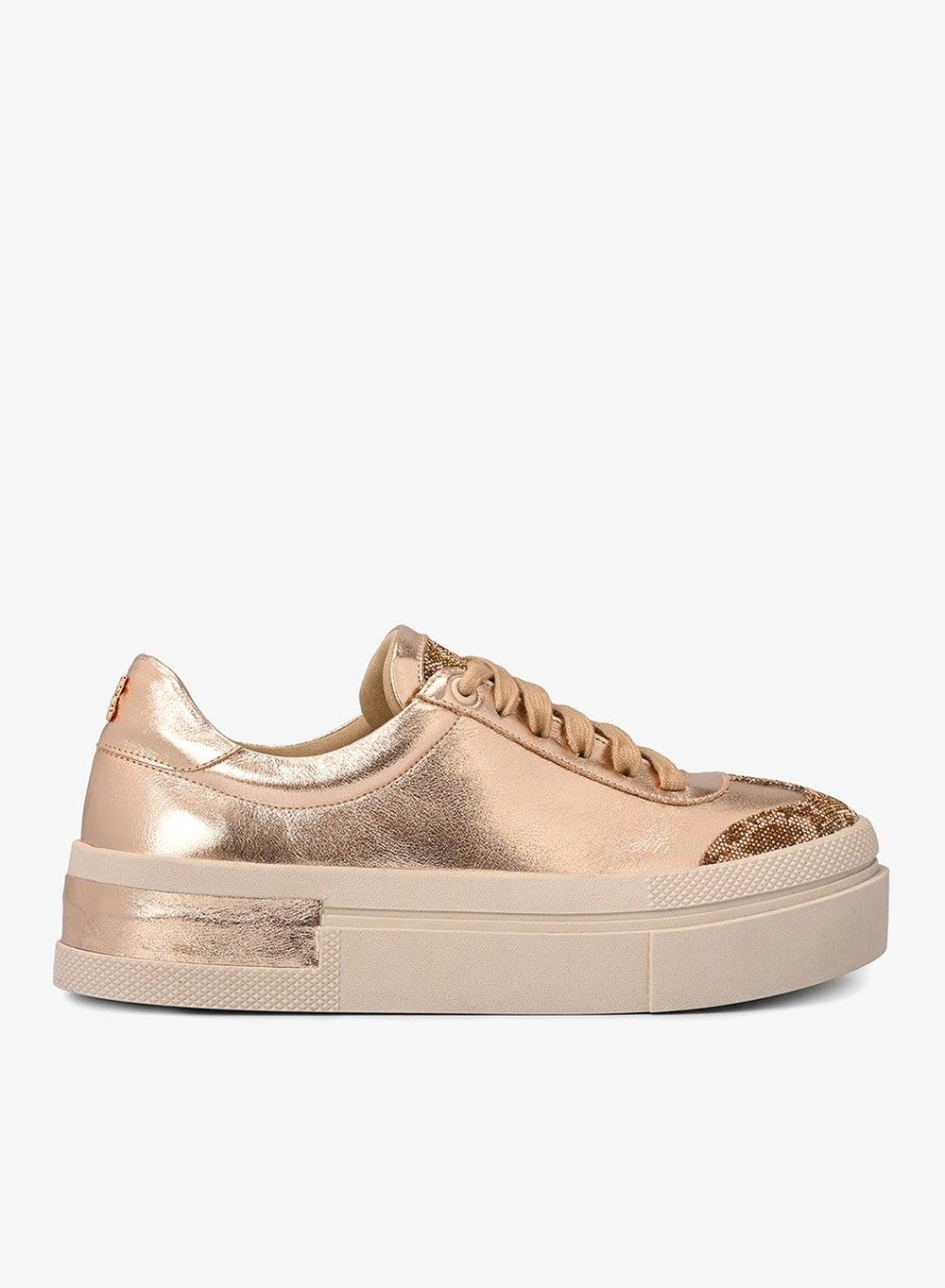 Brazilian Gold Giraffe Print Low-Top Sneakers - Image 1