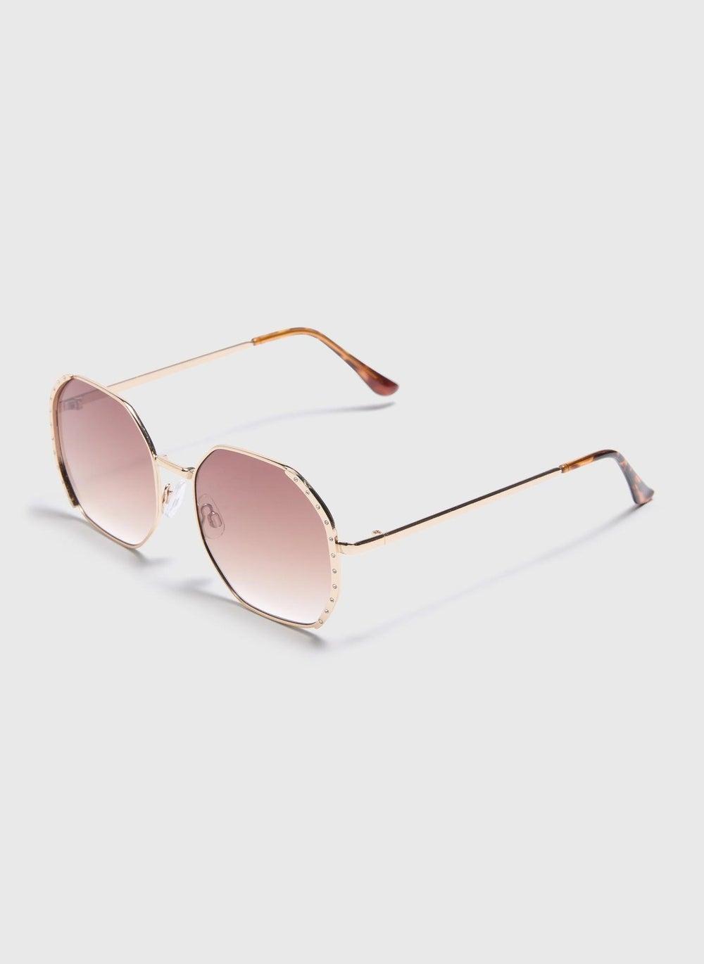 Luxurious Matalan Gold Hexagon Frame Sunglasses - Image 1