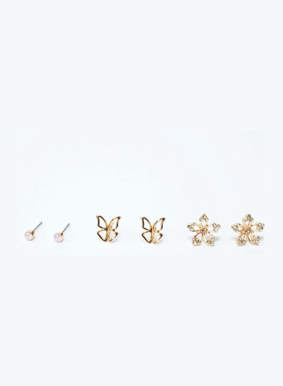 AMICA Trio Elegance: Assorted Studded Earrings Set of 3 - Image 1