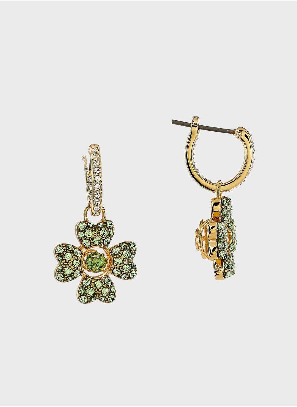 SWAROVSKI Idyllia Clover Mini Hoop Earrings in Gold Tone - Image 1