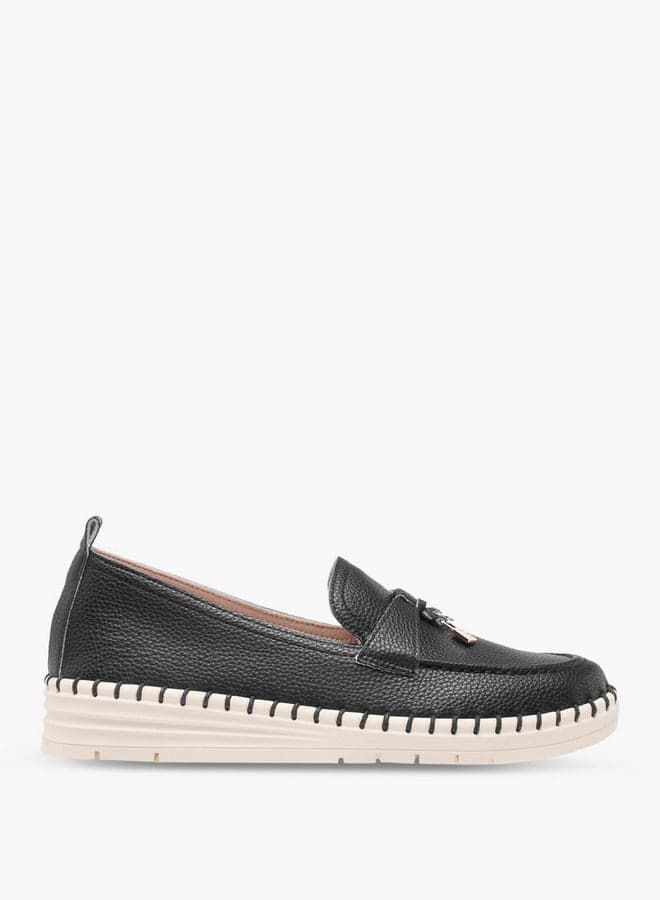 Elegant Bzf1368 3Black Textured Slip-On Loafers - Image 1