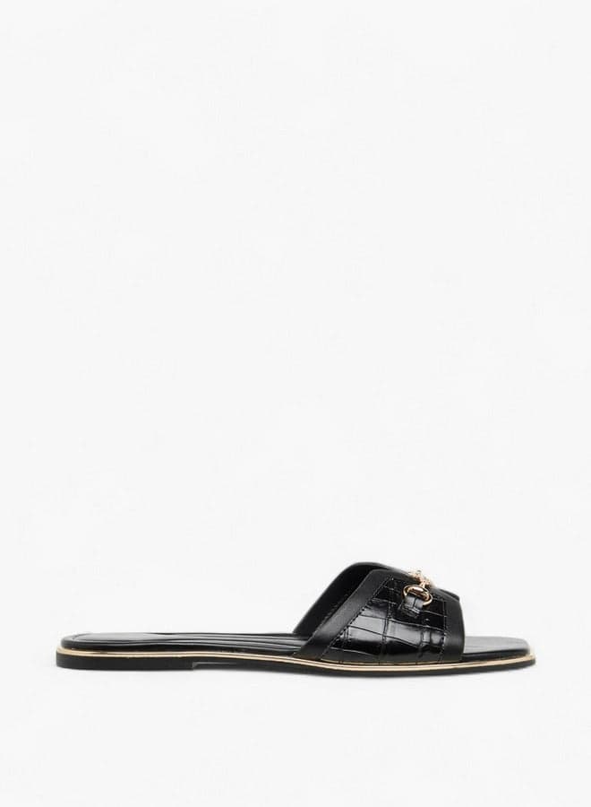 Elegant Rjlj151 1 Black Slip-On Sandals with Metal Accents - Image 1