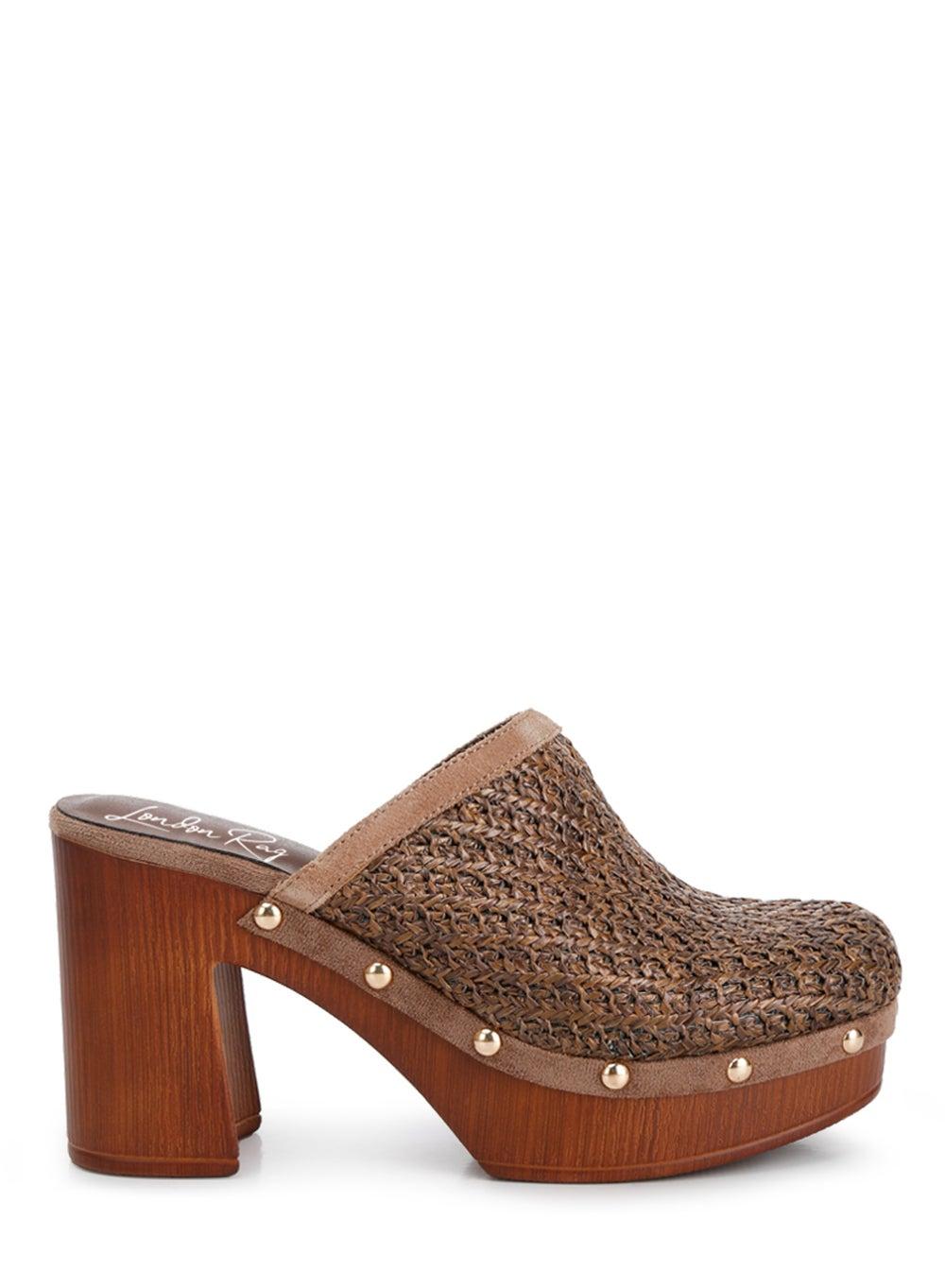 Sh4740 Brown Raffia Elegance Platform Wedges - Image 1