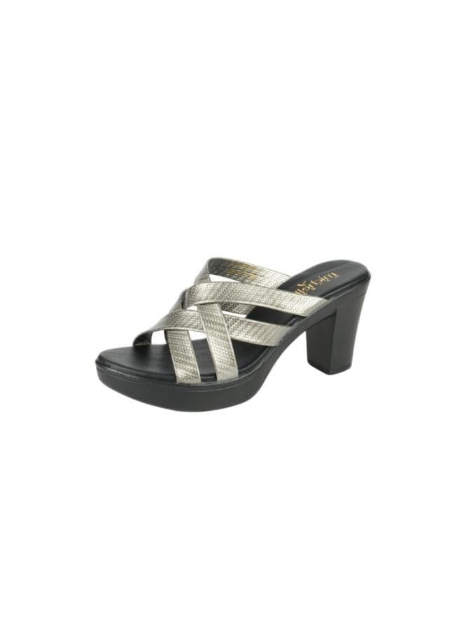 Michelle Morgan 414RJ868 Chic Grey Block Heel Sandals - Image 1