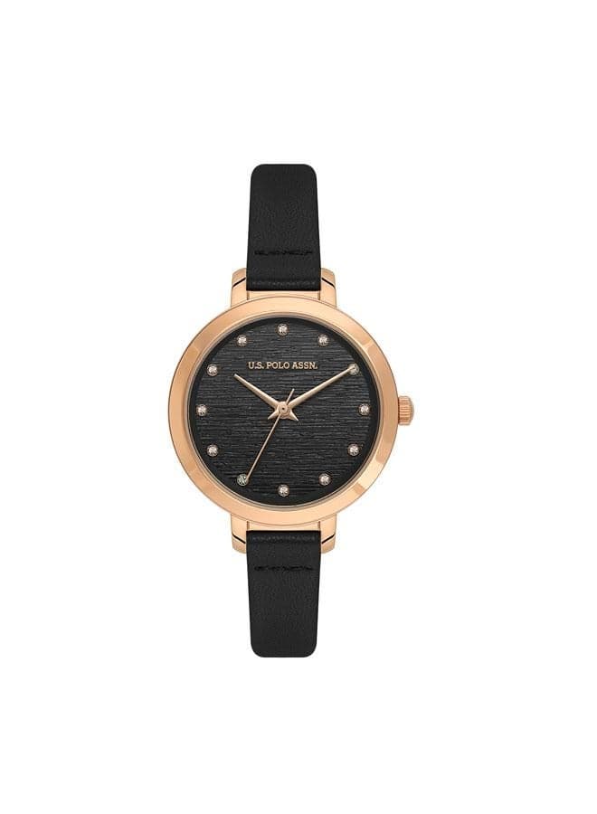 U.S. Polo Assn. Stile 31mm Black Leather Women's Watch - Image 1
