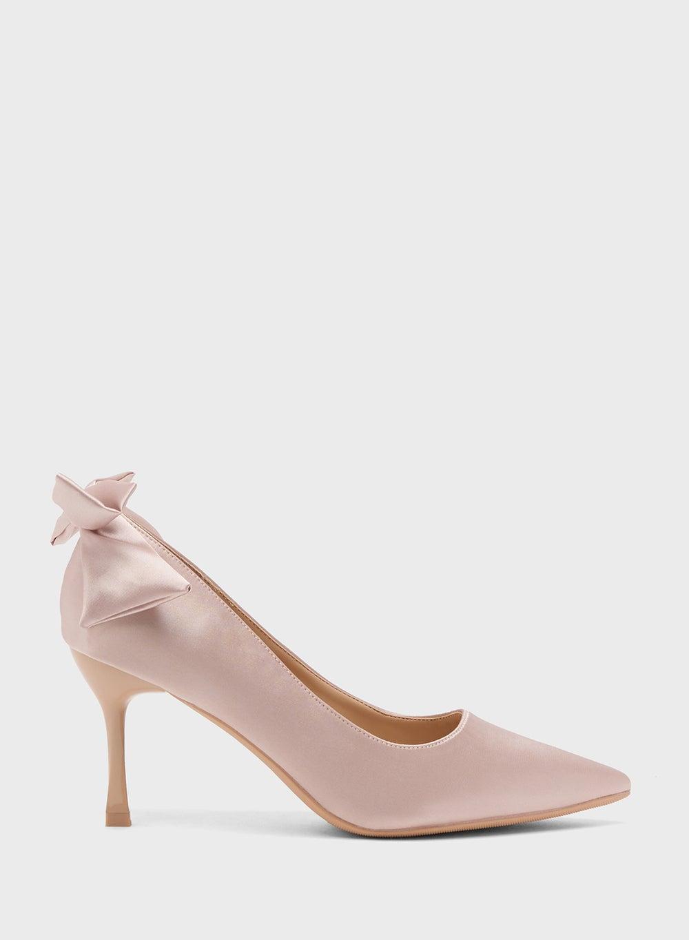 Elegant Pink Heeled Pump With Chic Bow Detail - Image 1