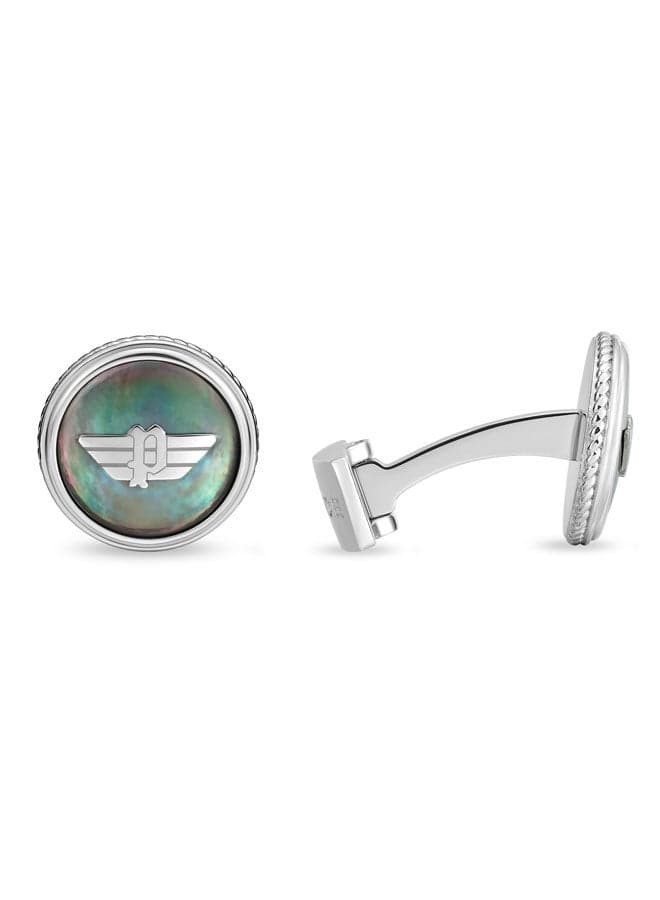POLICE Black-1 Treasure Mother of Pearl Winged Cufflinks - Image 1