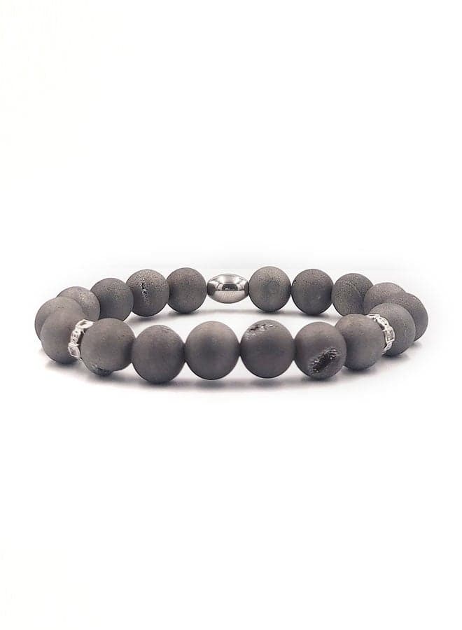 CHRYSOSTOMOS Silver Druzy Agate Men's Bracelet: Artisanal Luxe - Image 1