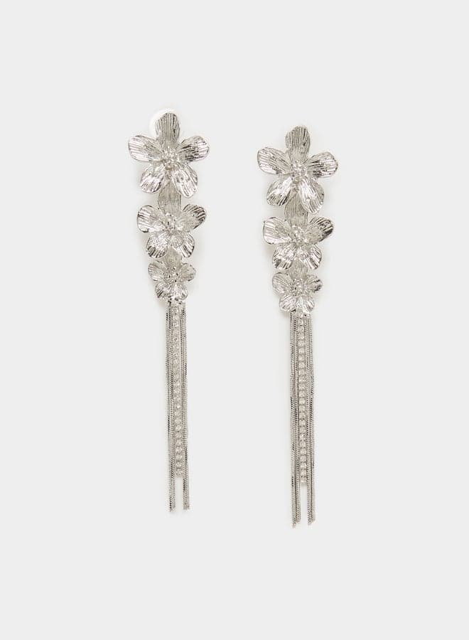 Styli Embellished Floral Dangle Earrings for Elegant Evenings - Image 1