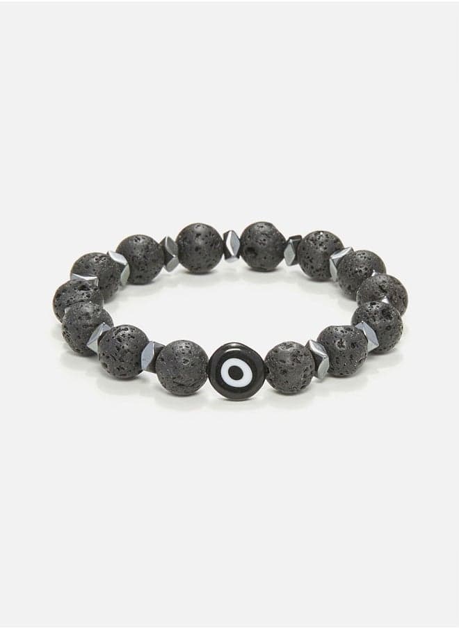 CHRYSOSTOMOS Artisan Black Lava & Hematite Men's Bracelet - Image 1