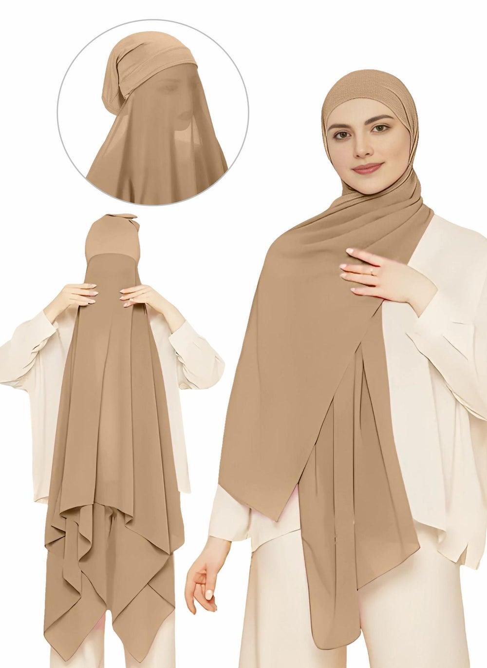 NUKHBAA Pale Taupe Instant Hijab Wrap with Undercap HC2 - Image 1