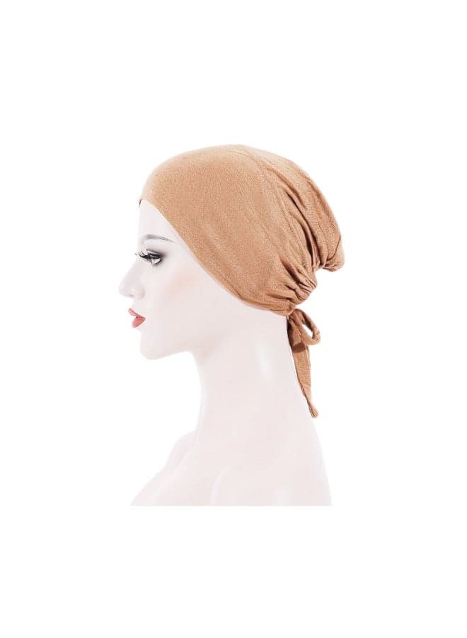 Luxurious Beige Satin-Lined Hijab Inner Cap - Image 1