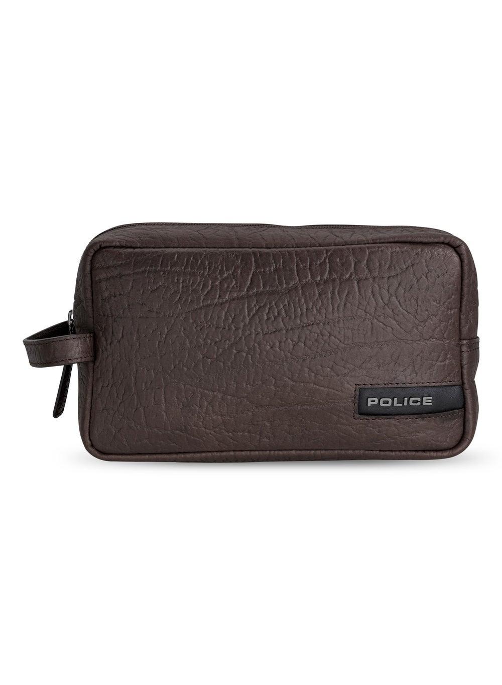 POLICE Chack Men's Toiletry Pouch in Stylish Brown - Image 1