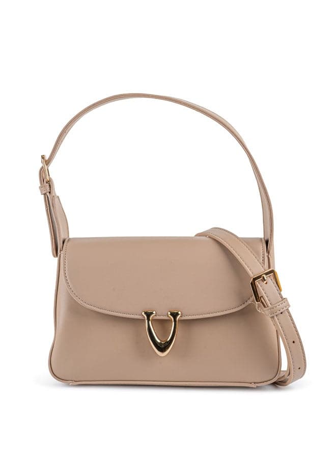 Vincci Brown Elegance: Chic Solid Shoulder Bag with Detachable Strap - Image 1